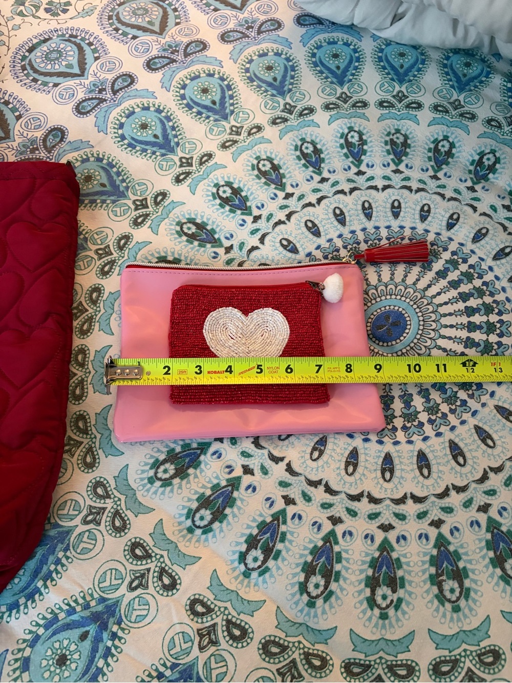 Victoria's Secret Red Quilted Tote with Pink 'Love' Pouch & heart pouch - Picture 9 of 9